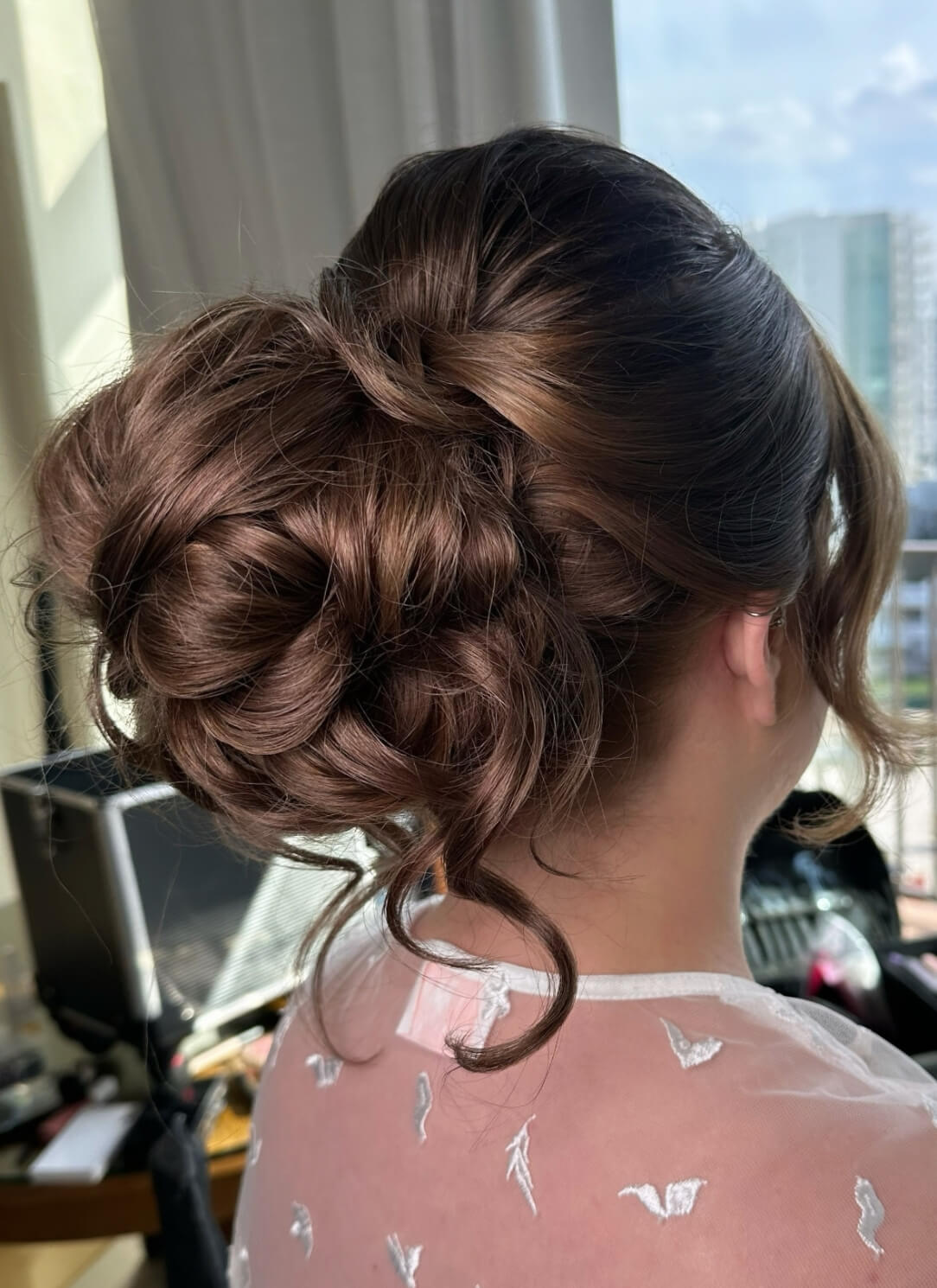 back of brides head with an updo