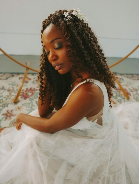 bride sitting and looking down